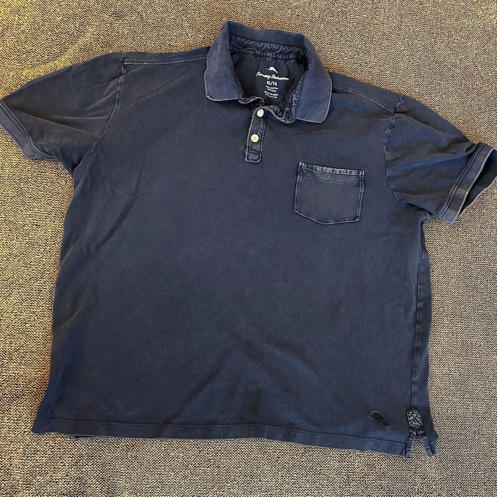 Tommy Bahama navy blue distressed polo shirt
